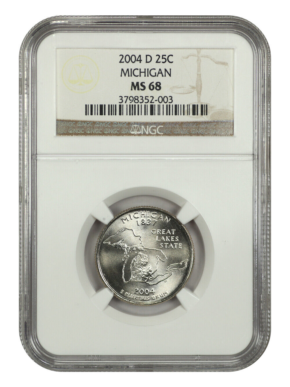 2004-D 25C Michigan NGC MS68 - Washington 50 States Quarters