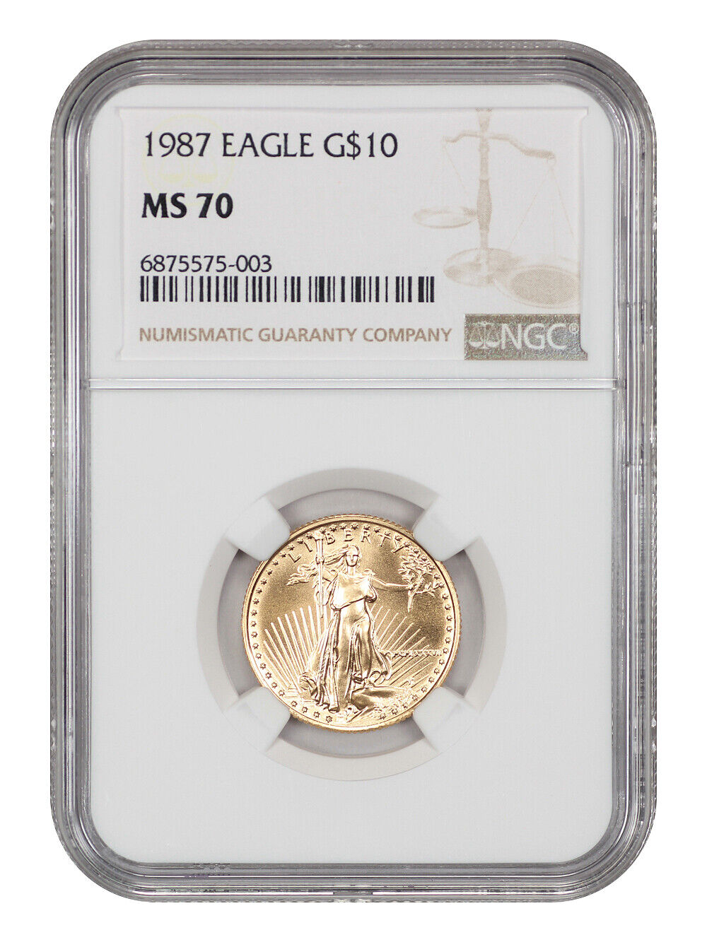 1987 $10 Gold Eagle NGC MS70