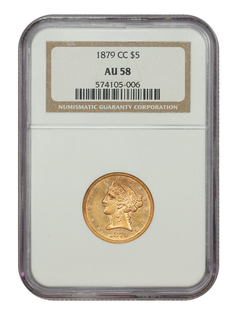 1879-CC $5 NGC AU58 - Liberty Head $5