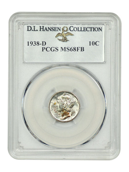 1938-D 10C PCGS MS68FB ex: D.L. Hansen