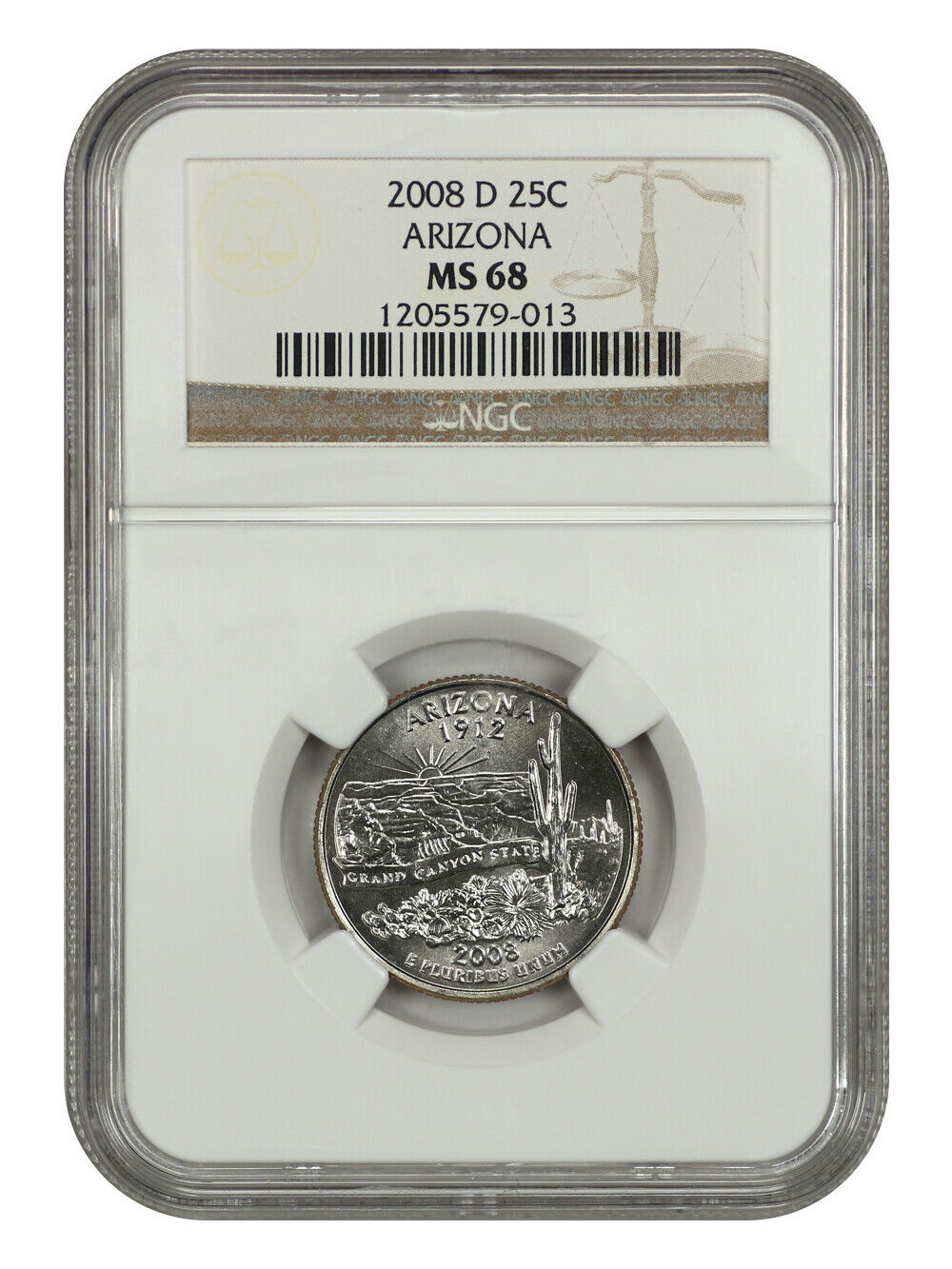 2008-D 25C Arizona NGC MS68 - Washington 50 States Quarters