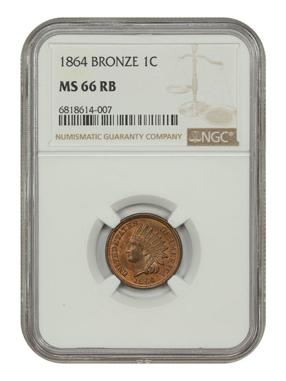 1864 1C Bronze NGC MS66RB - Indian Cent