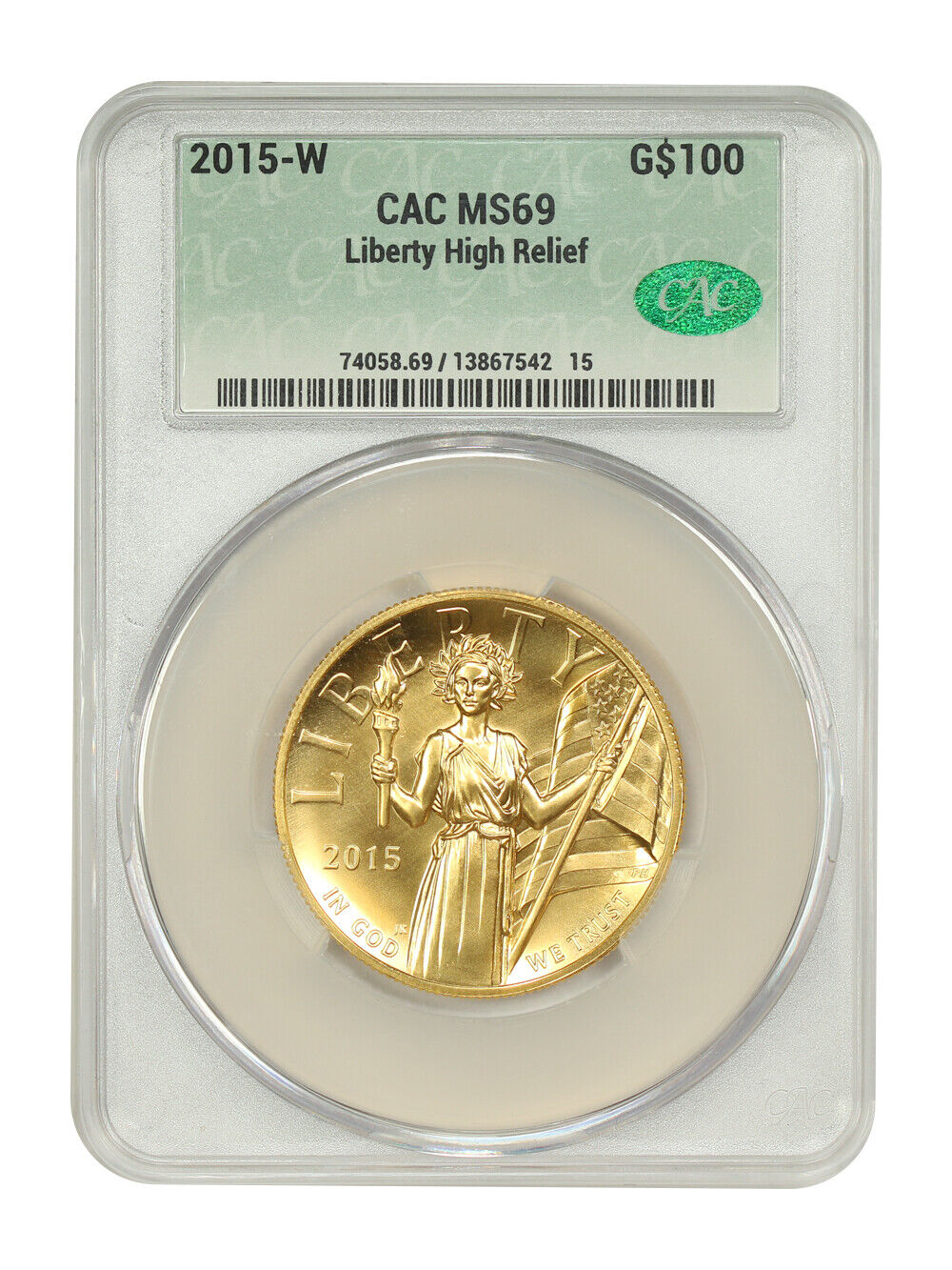 2015-W $100 High Relief CACG MS69 - American Liberty Gold