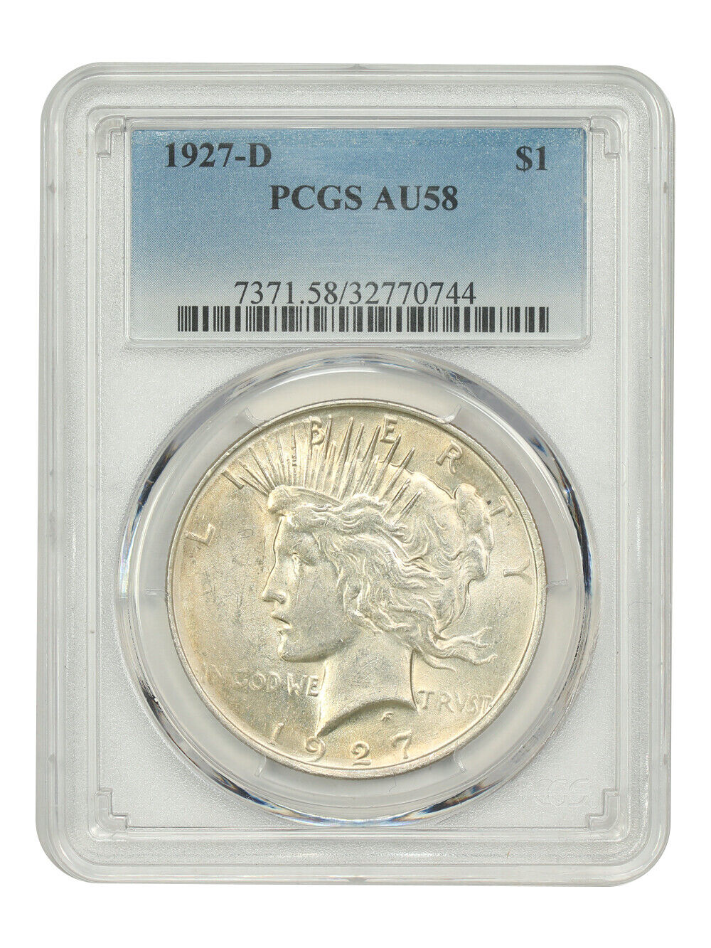 1927-D $1 PCGS AU58 - Peace Dollar