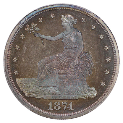 1874 Trade $1 PCGS/CAC PR66+ ex: D.L. Hansen