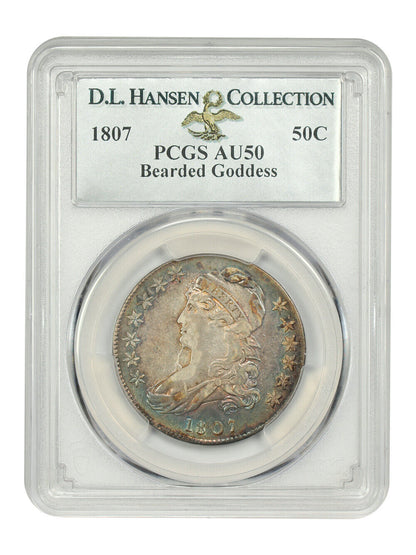 1807 50C PCGS AU50 (Bearded Goddess, 50/20) ex: D.L. Hansen