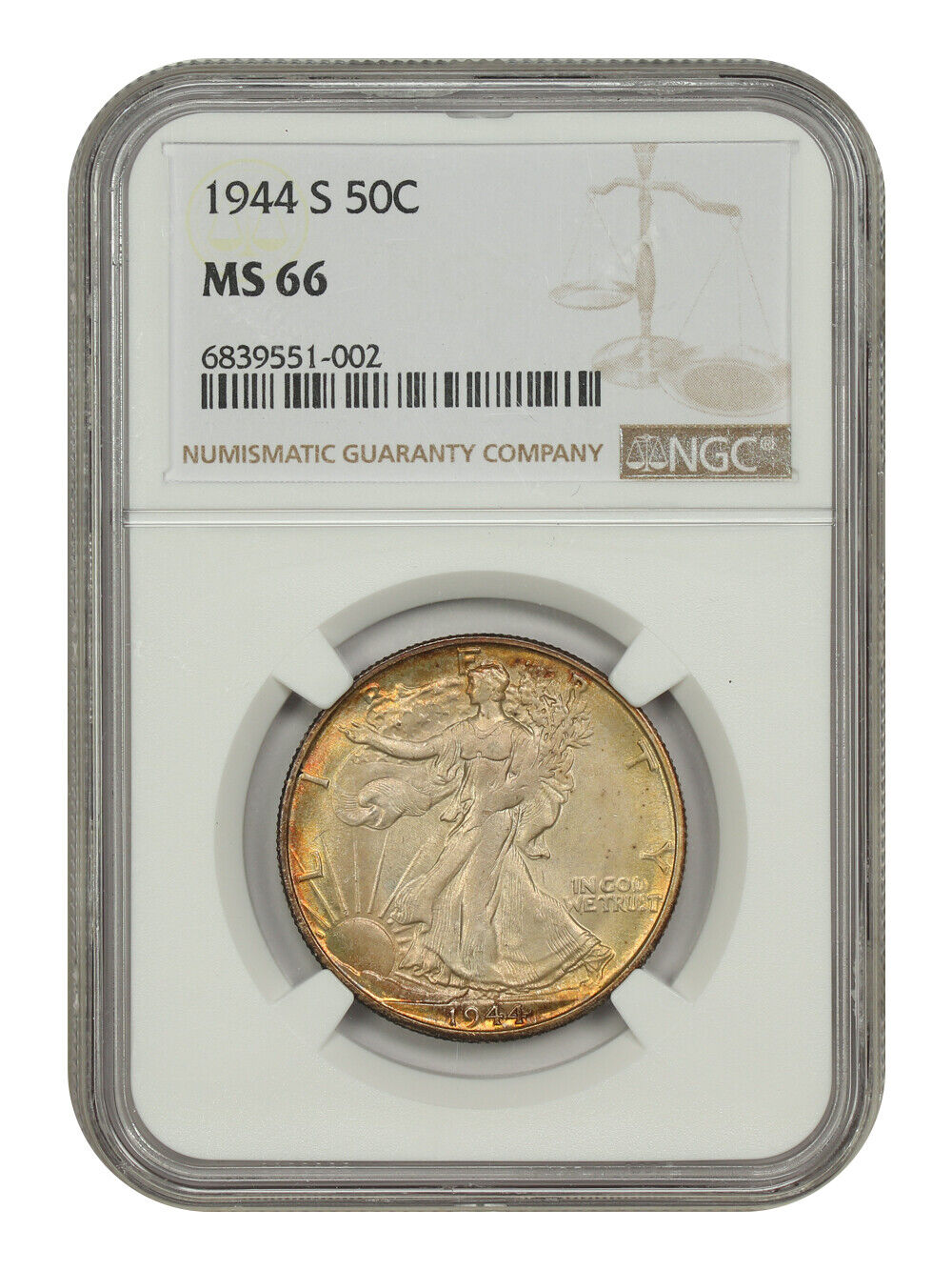 1944-S 50C NGC MS66 - Walking Liberty Half Dollar