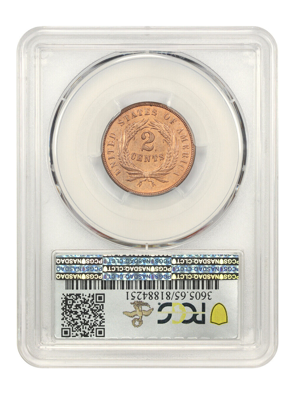 1869 2c PCGS MS65RD ex: D.L. Hansen