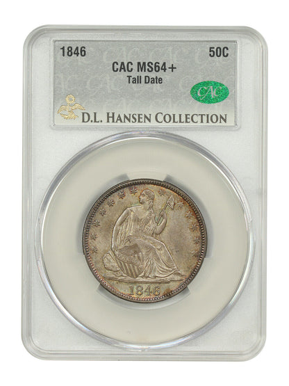 1846 50C CACG MS64+ (Tall Date) ex: D.L. Hansen - Liberty Seated Half Dollar