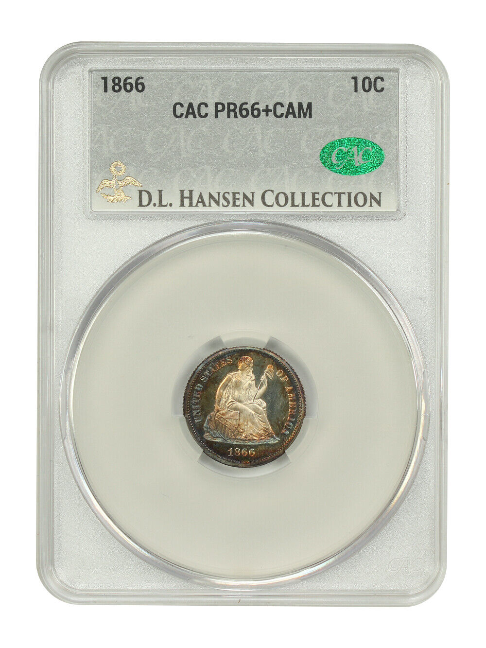 1866 10C CACG PR66+CAM ex: D.L. Hansen - Liberty Seated Dime