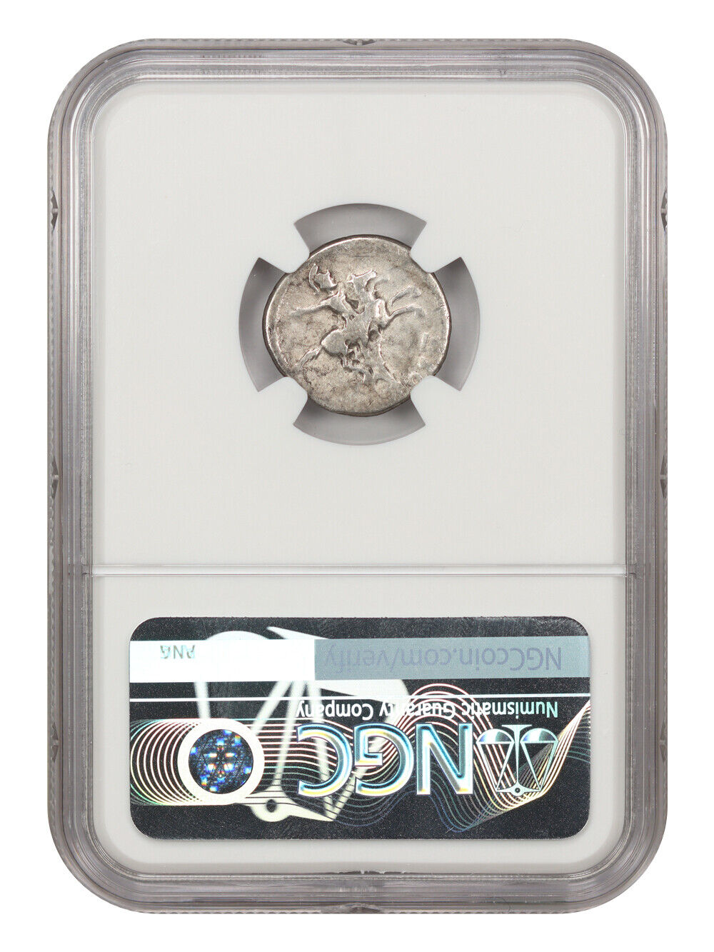 Ancient Roman: Domitian (AD 81-96) AR Denarius NGC Fine (Issue as Caesar)