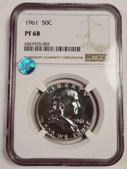 1961 P Franklin Half Dollar NGC PF-68 Sight White