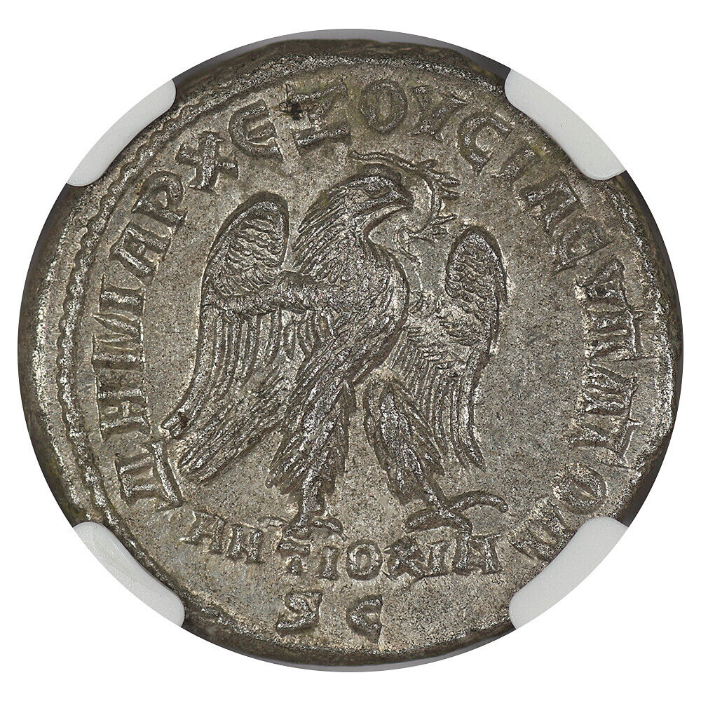 Ancient Roman: Philip II (AD 247-249) BI Tetradrachm NGC MS (Antioch)