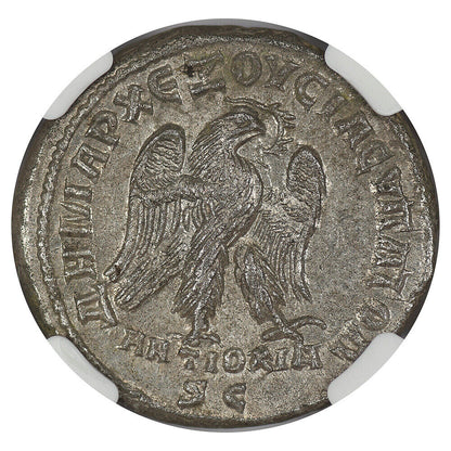 Ancient Roman: Philip II (AD 247-249) BI Tetradrachm NGC MS (Antioch)