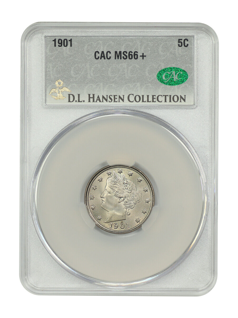 1901 5C CACG MS66+ ex: D.L. Hansen - Liberty Nickel