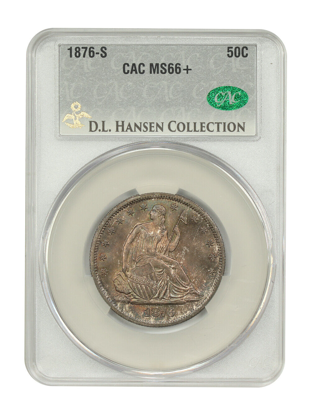 1876-S 50C CACG MS66+ ex: D.L. Hansen - Liberty Seated Half Dollar