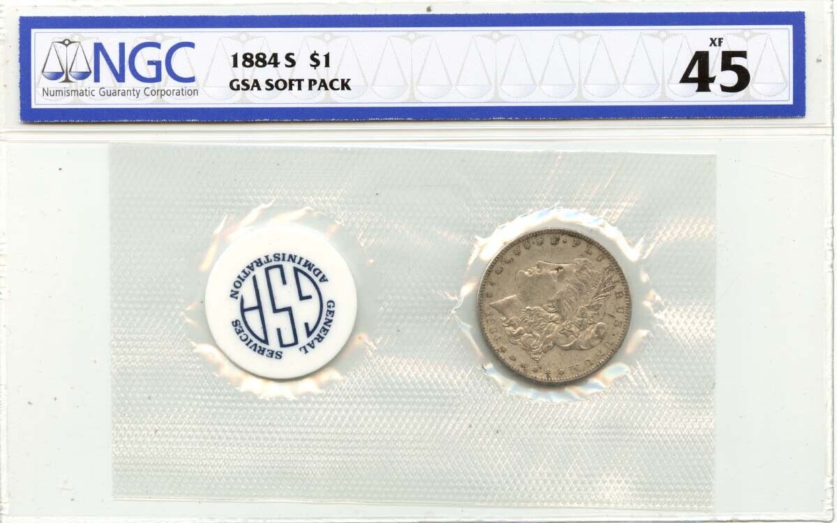 1884-S Morgan Dollar NGC XF45 GSA SOFT PACK S$1