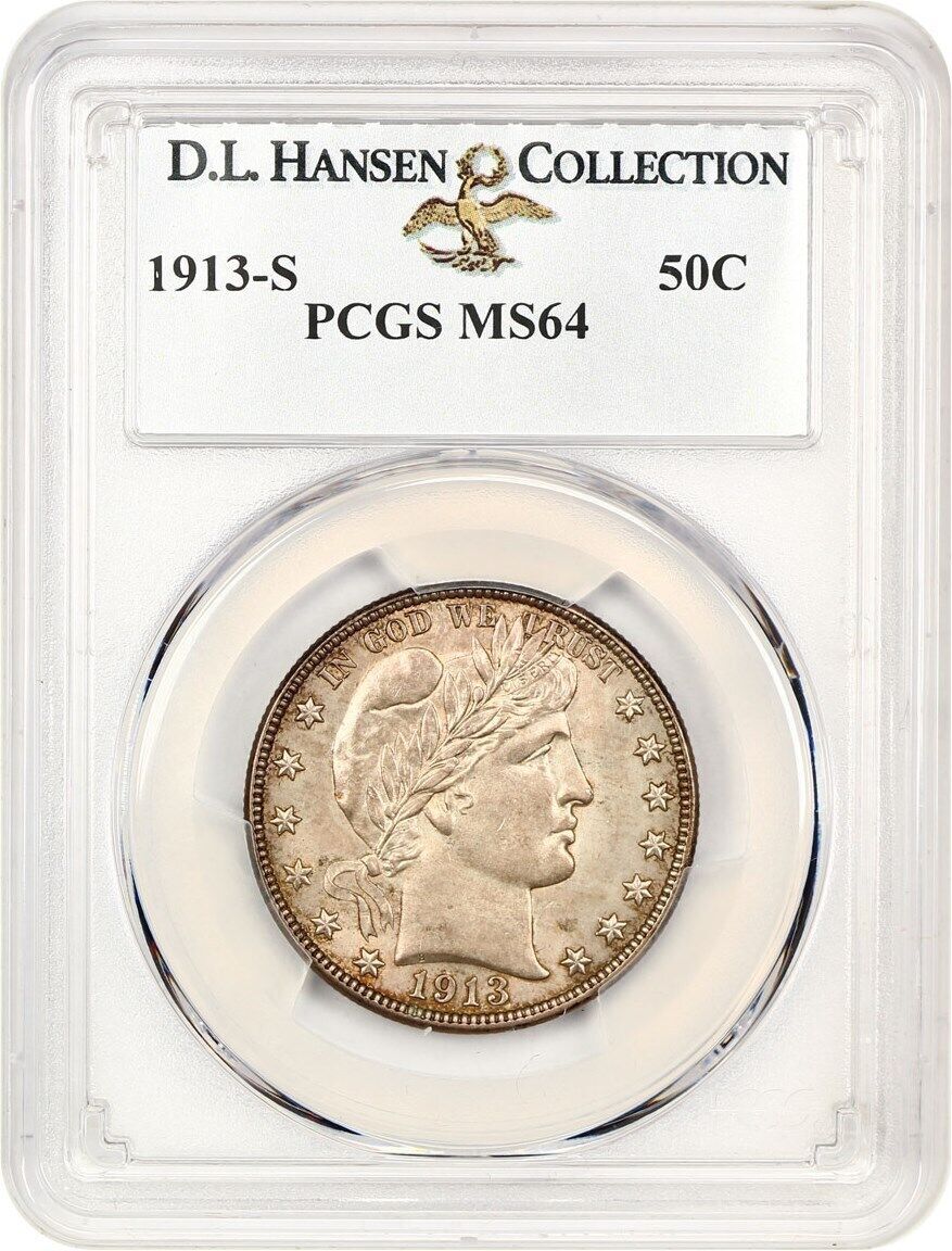 1913-S 50c PCGS MS64 ex: D.L. Hansen