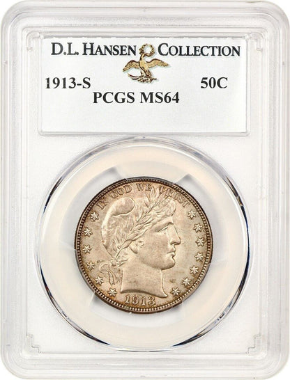 1913-S 50c PCGS MS64 ex: D.L. Hansen