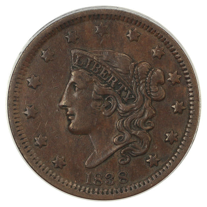 1838 1C PCGS XF45 - Coronet Head Cent