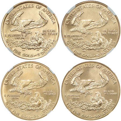 1988 $5-$50 Gold Eagle Set NGC MS70 (4 Coins) - Gold Eagle Sets