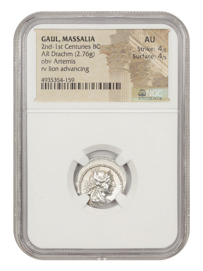 Ancient Greek: (2nd-1st Centuries BC) AR Drachm NGC AU (Gaul, Massalia)