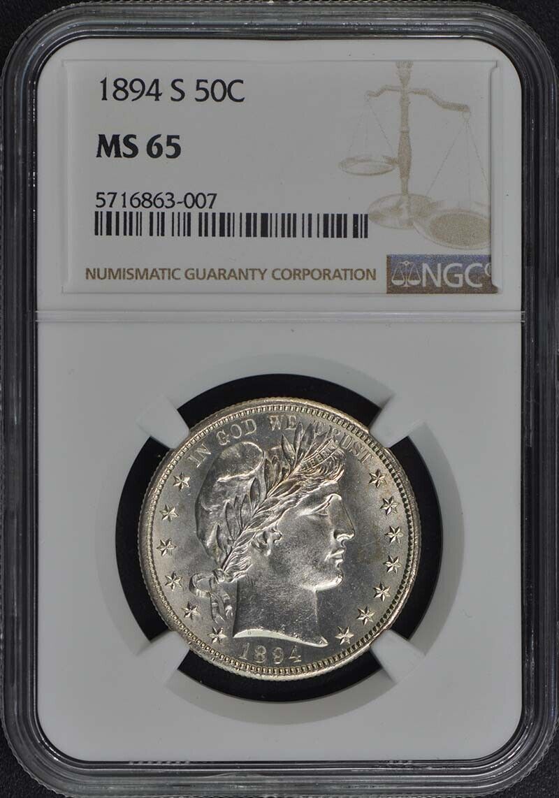 1894-S Barber Half Dollar 50C NGC MS65