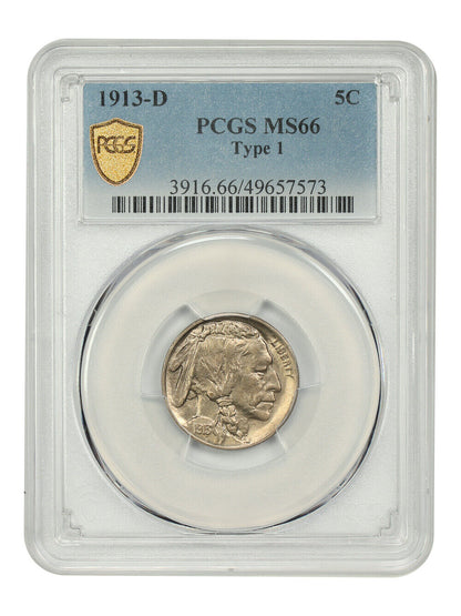 1913-D 5C PCGS MS66 (Type 1) - Buffalo Nickel