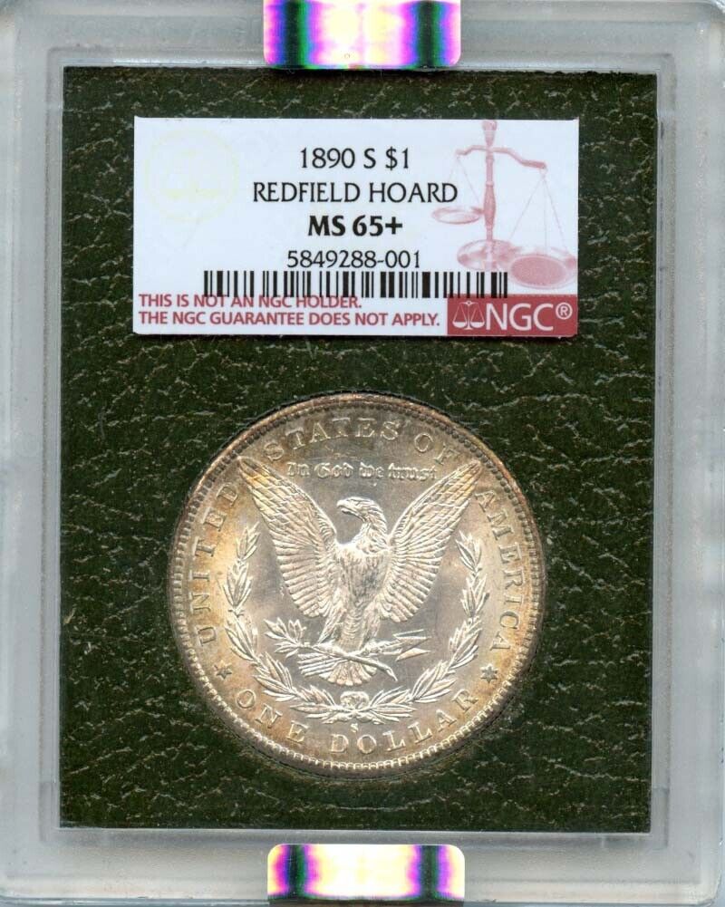 1890-S $1 Silver Morgan Dollar Redfield NGC MS65+ Green Holder