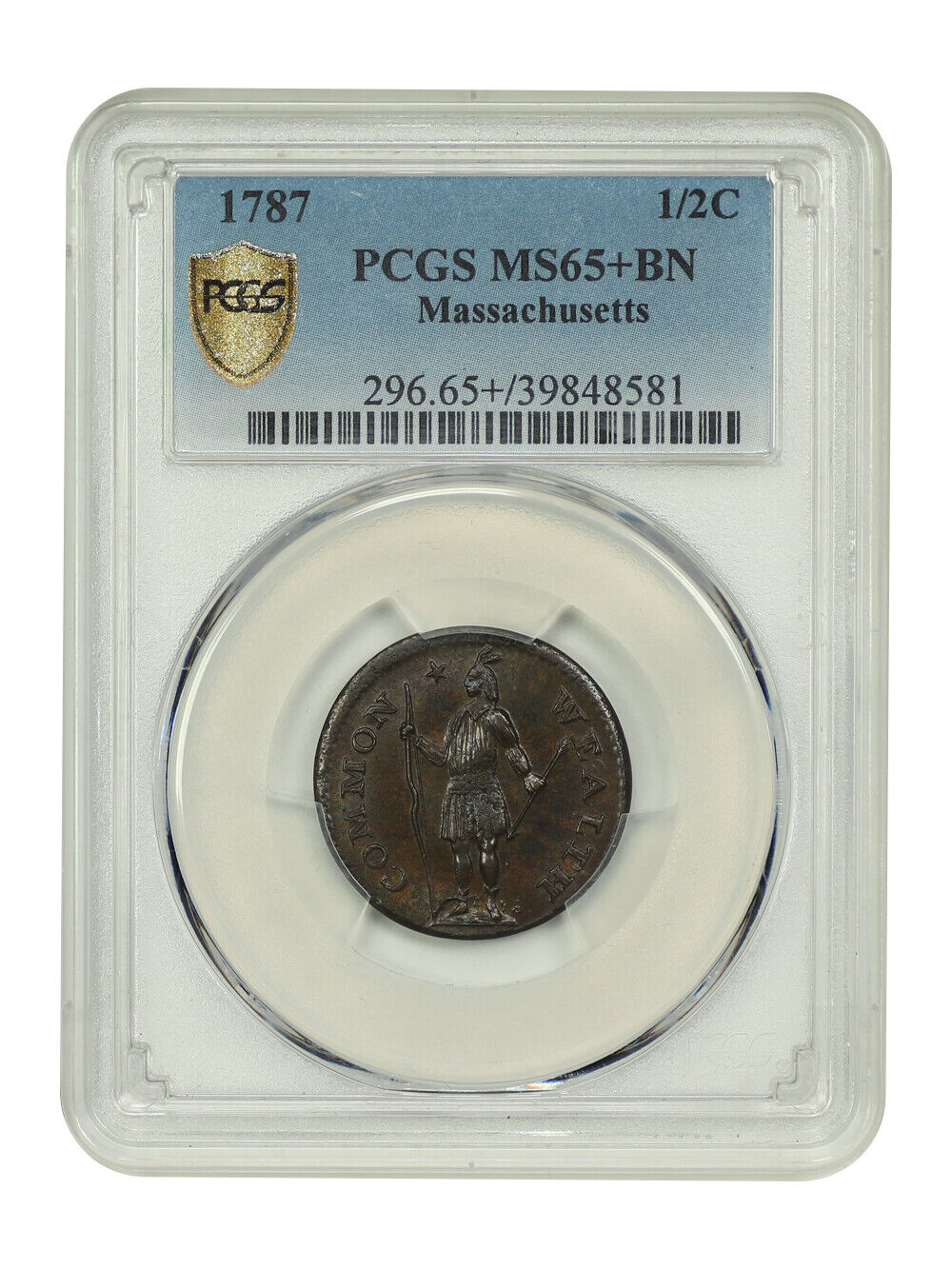 1787 1/2C Massachusetts PCGS MS65+BN - Colonials