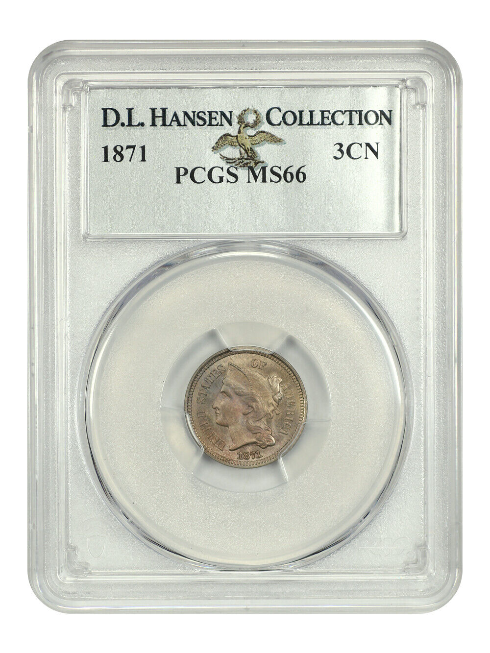 1871 3CN PCGS MS66