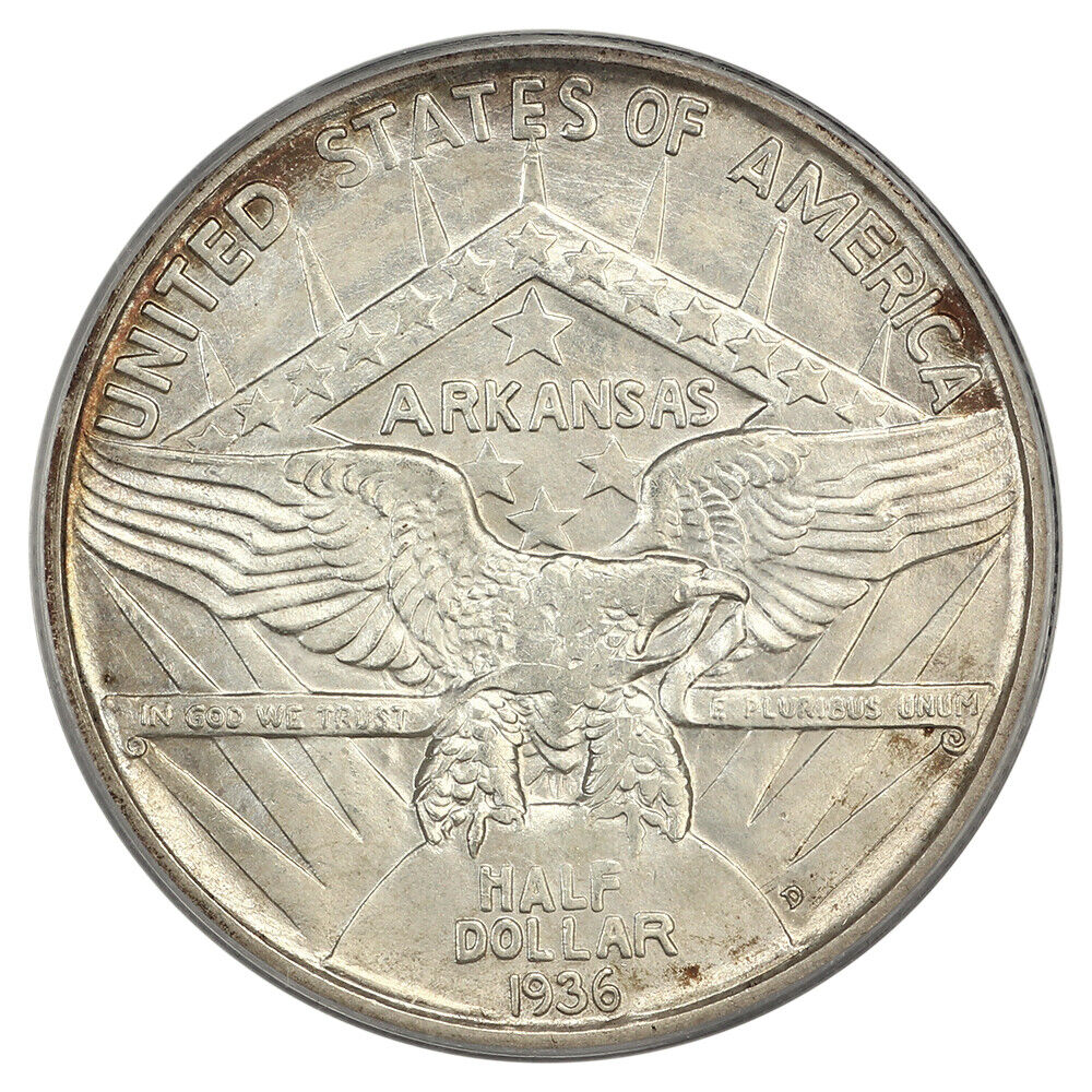 1936-D 50C Arkansas PCGS/CAC MS63 (OGH) - Classic Silver Commemorative