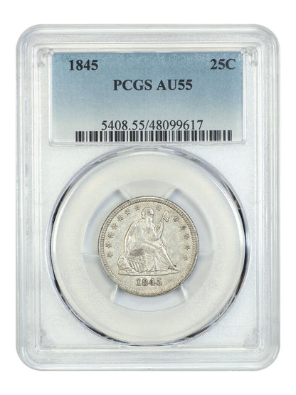 1845 25C PCGS AU55 - Liberty Seated Quarter