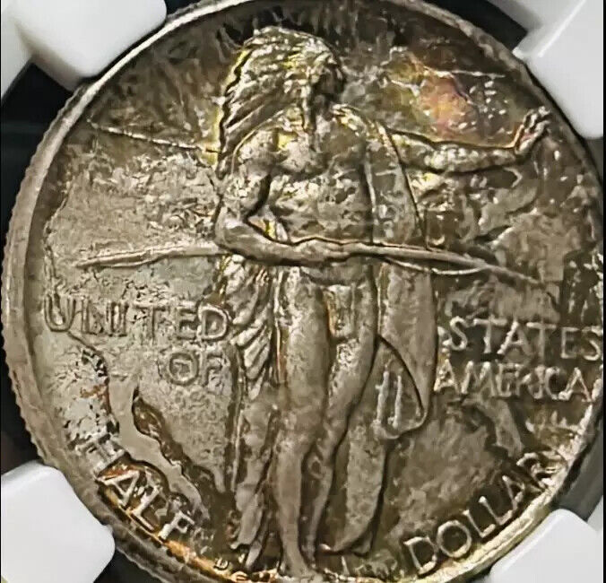 1937 D  Oregon Trail Memorial NGC MS-68 - Rainbow Toned!