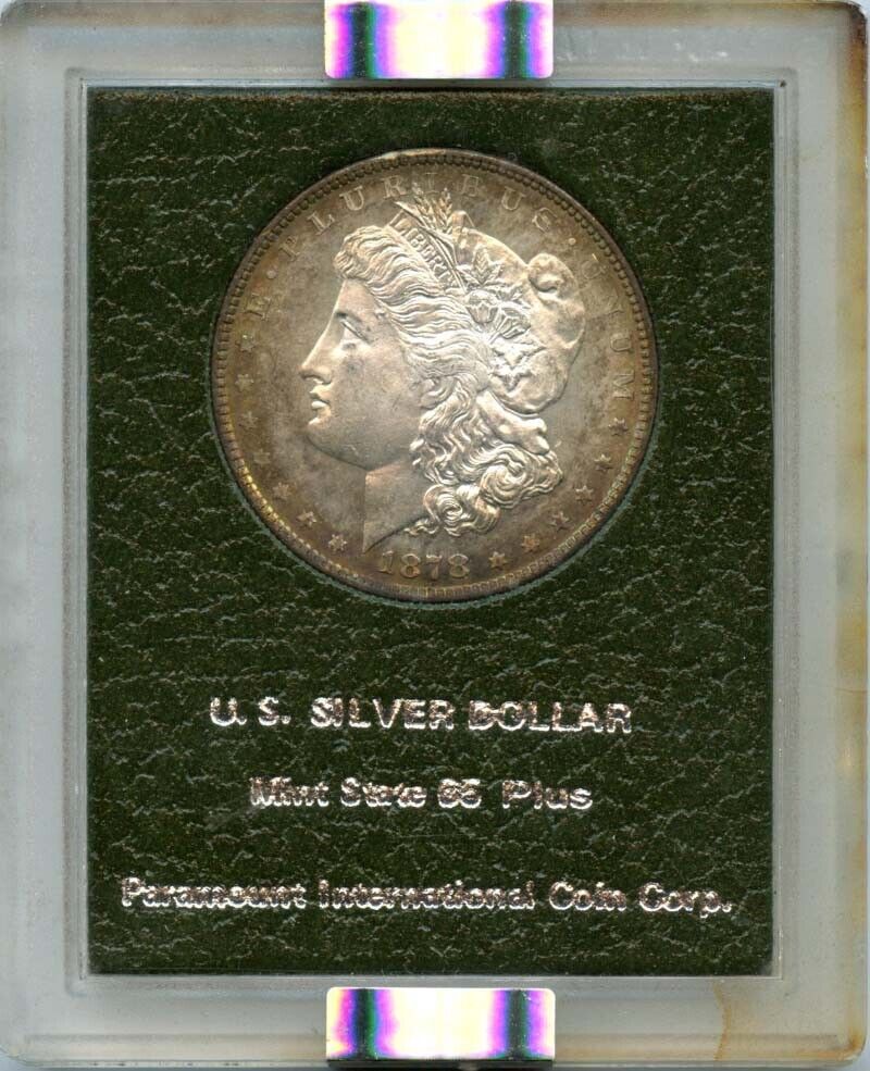 1878 8TF Morgan Dollar S$1 NGC MS65 Paramount Dark Green Holder PQ