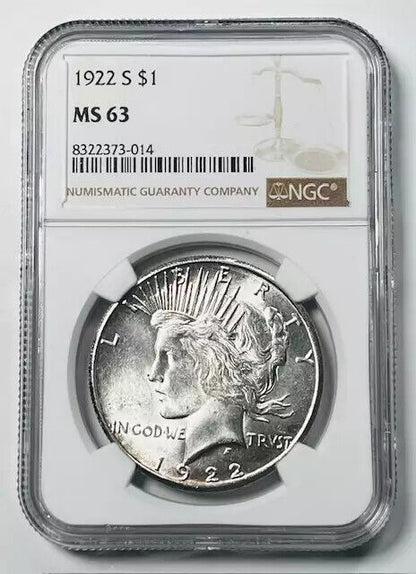 1922 S Peace Dollar NGC MS-63