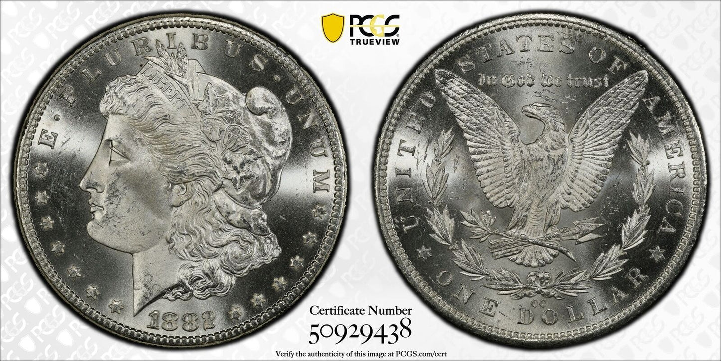 1882 CC Morgan Silver Dollar PCGS MS-65