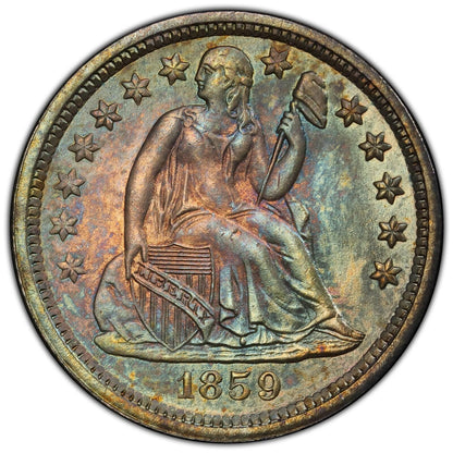 1859 10C Liberty Seated Dime PCGS MS66+