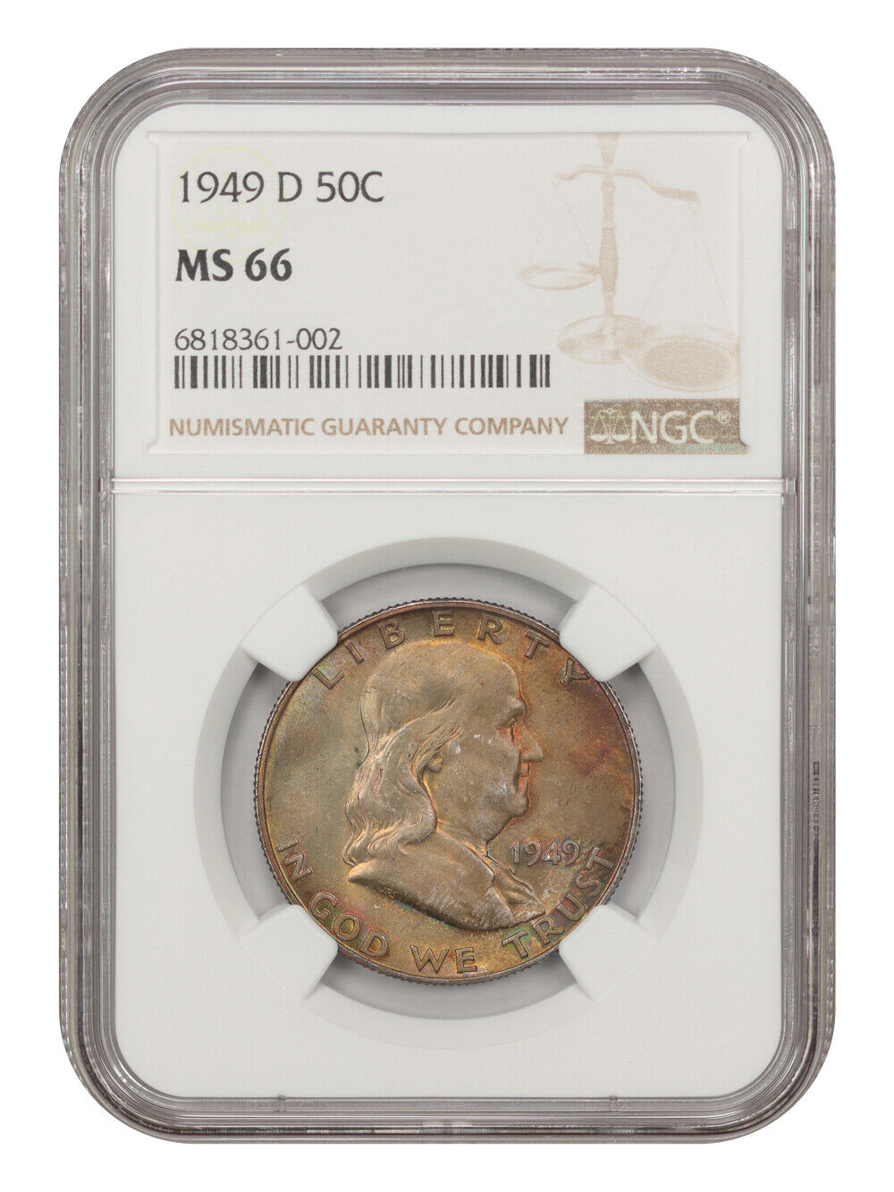 1949-D 50C NGC MS66 - Franklin Half Dollar