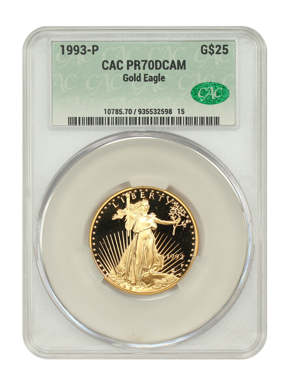 1993-P $25 Gold Eagle CACG PR70DCAM - $25 Gold Eagles