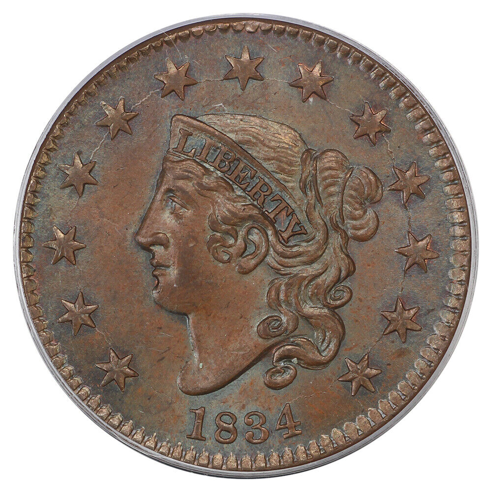 1834 1C PCGS MS64BN - Coronet Head Cent