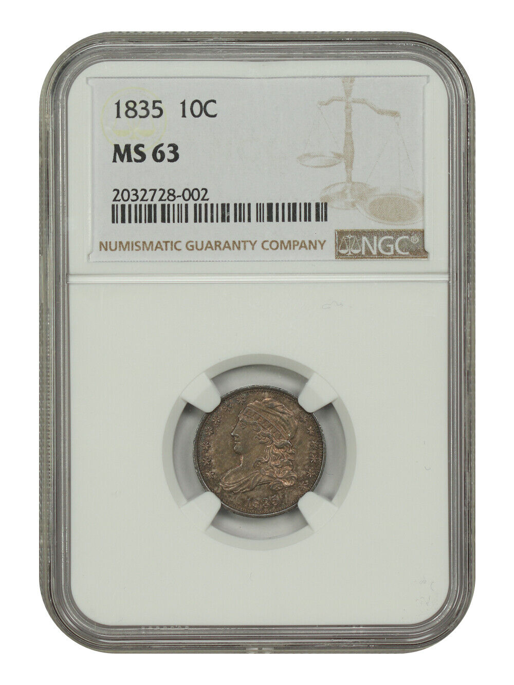 1835 10C NGC MS63 - Capped Bust Dime - Choice Type Coin