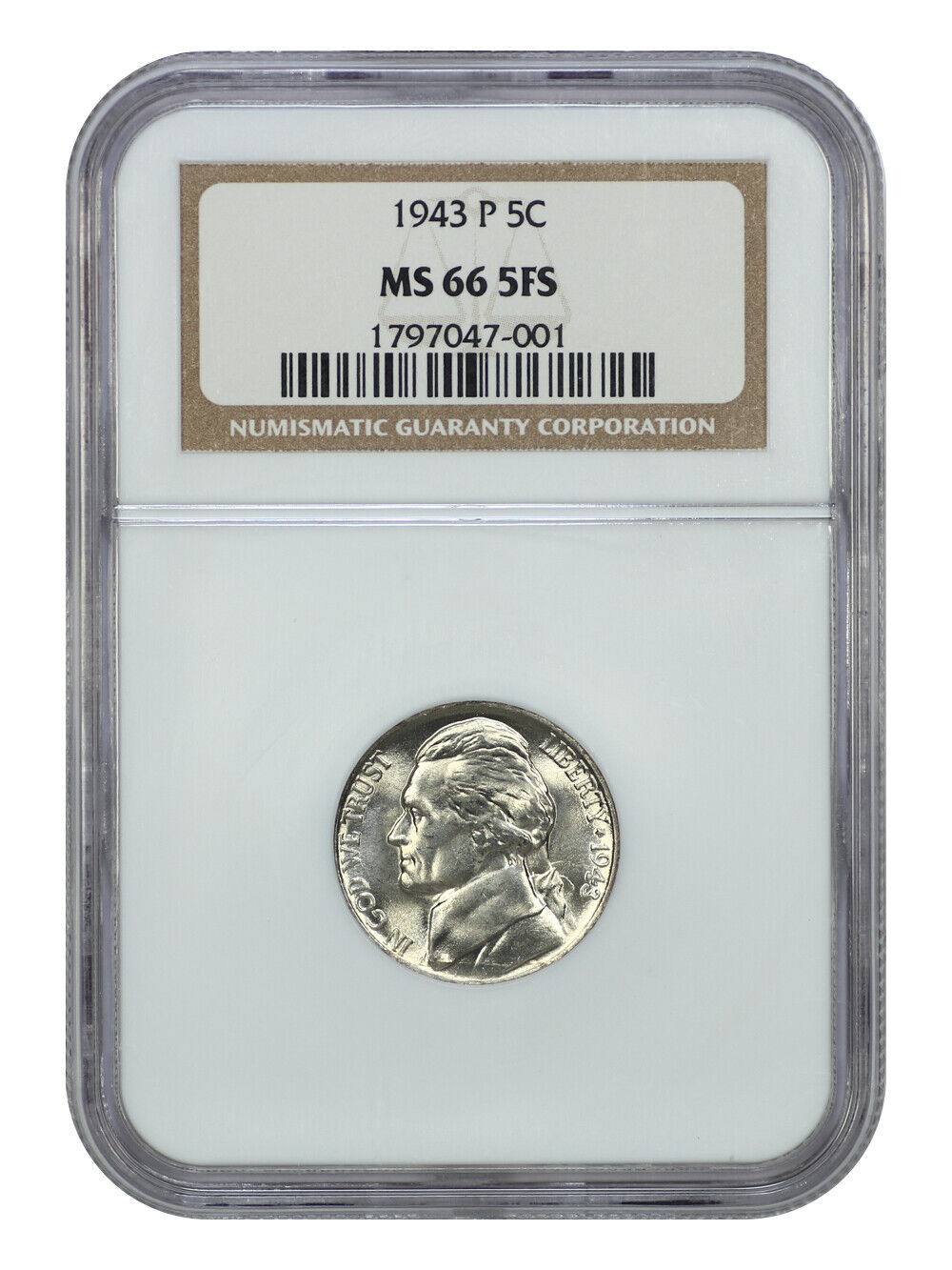 1943-P 5C NGC MS66 5FS - Jefferson Nickel