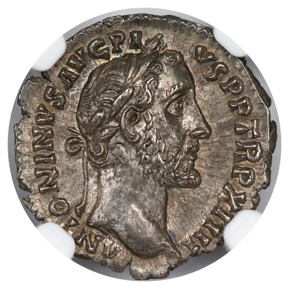 Ancient Roman: Antoninus Pius (AD 138-161) AR Denarius NGC MS