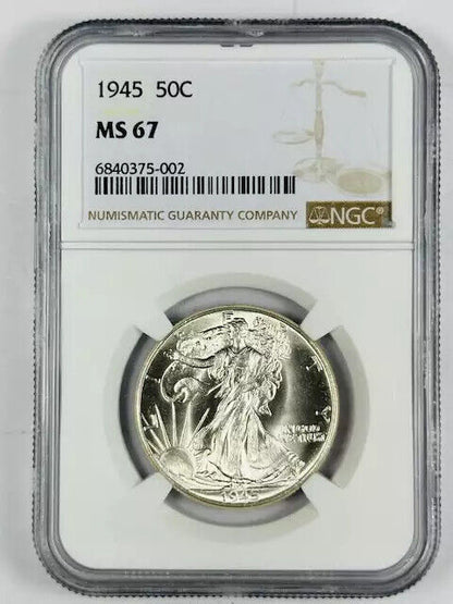 1945 P Walking Liberty Half Dollar NGC MS-67 White!