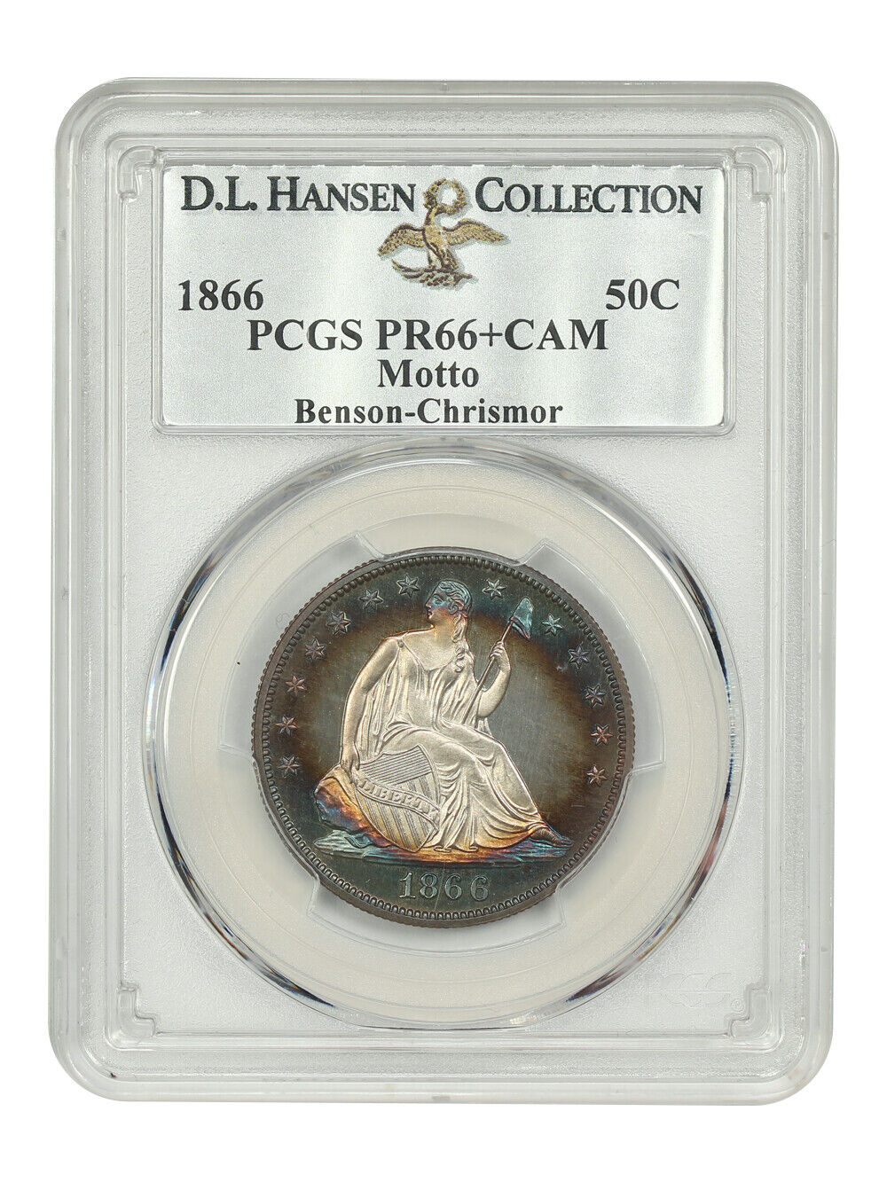 1866 50C PCGS PR66+CAM (Motto) ex: D.L. Hansen/Benson/Chrismor