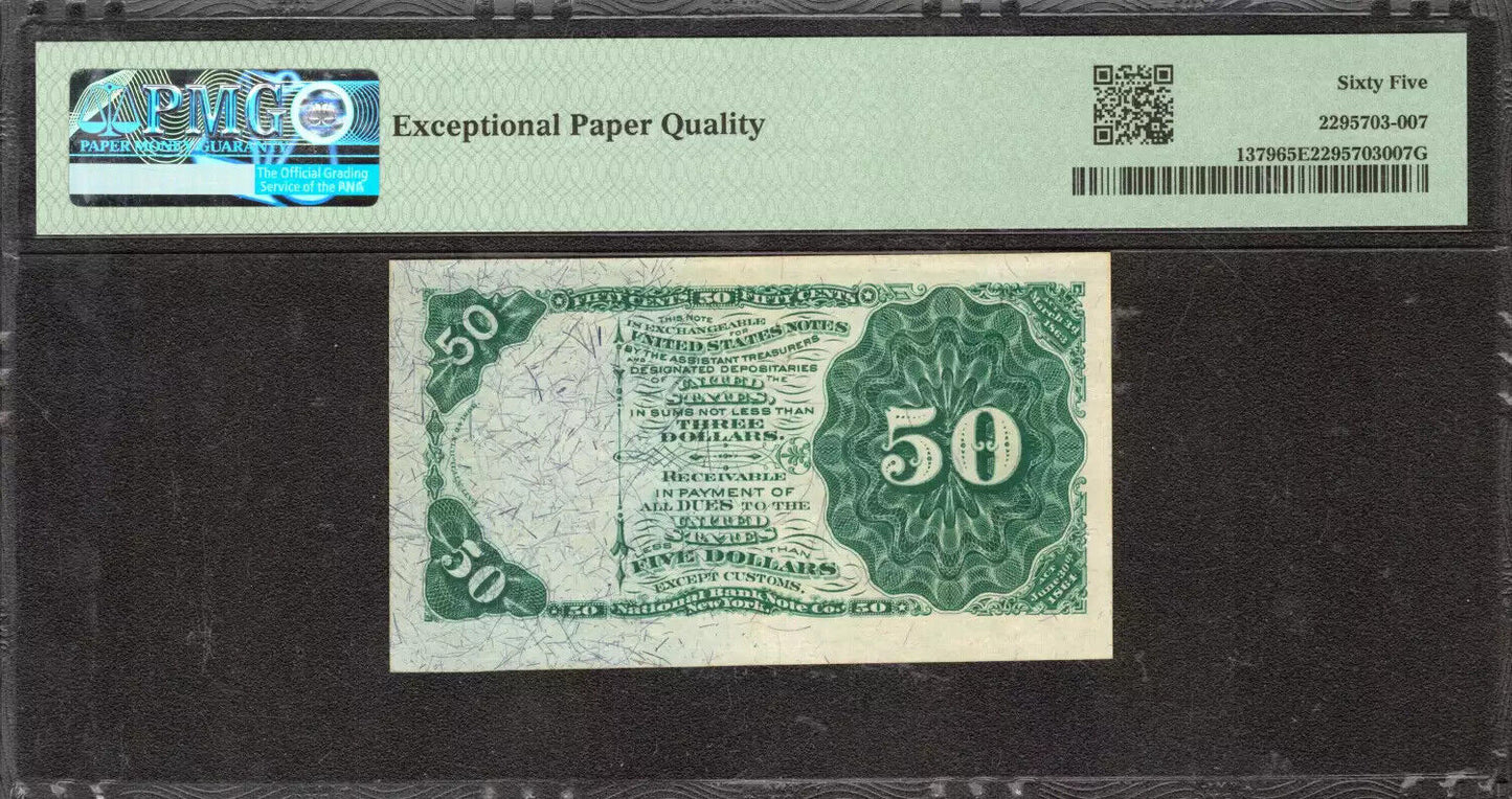 FOURTH ISSUE 50C FRACTIONAL CURRENCY FR.1379 GREEN SEAL PMG GEM UNC 65 EPQ (007)