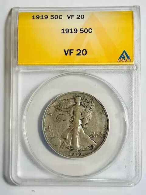 1919 P Walking Liberty Half Dollar ANACS VF-20