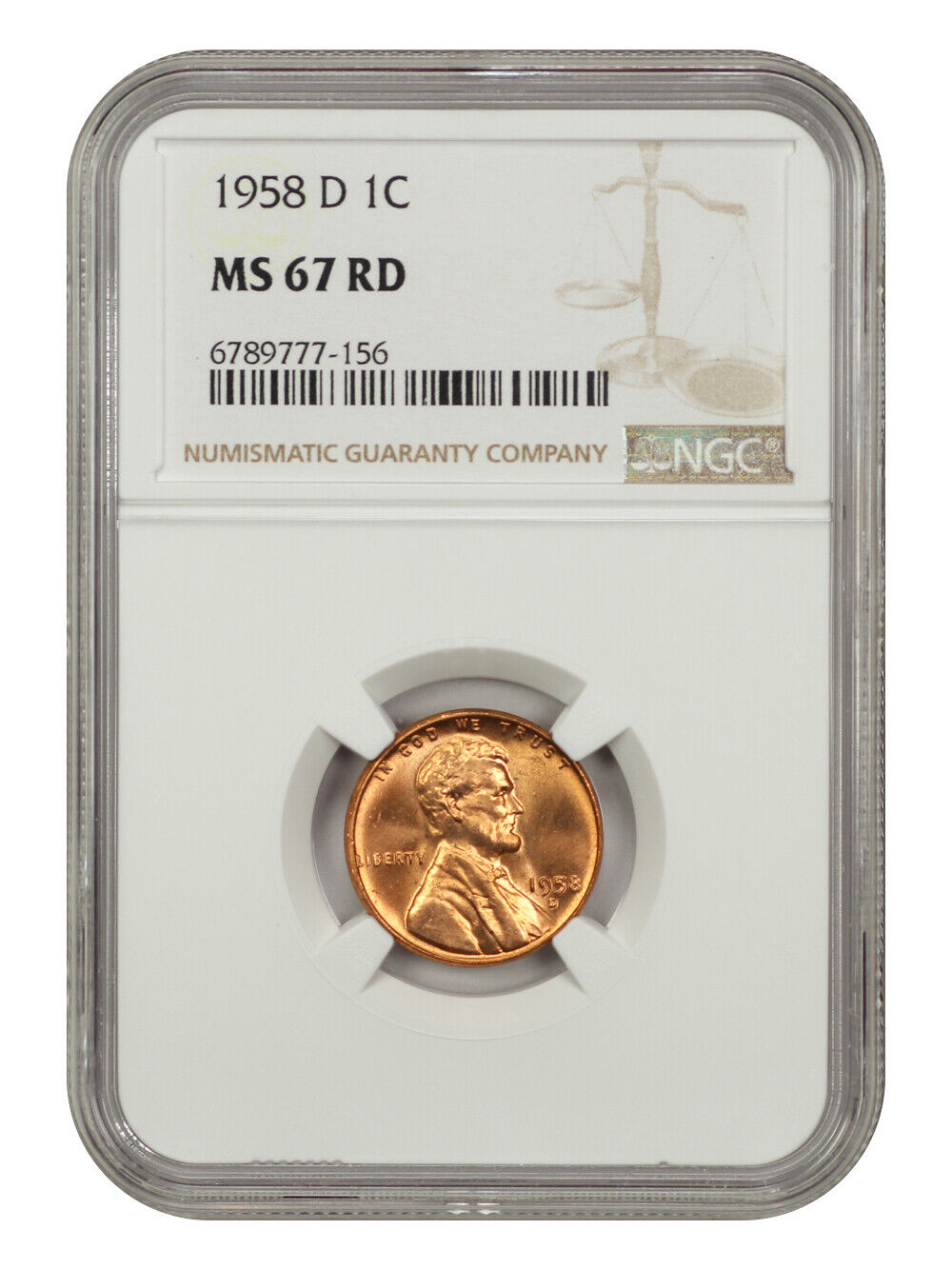 1958-D 1C NGC MS67RD