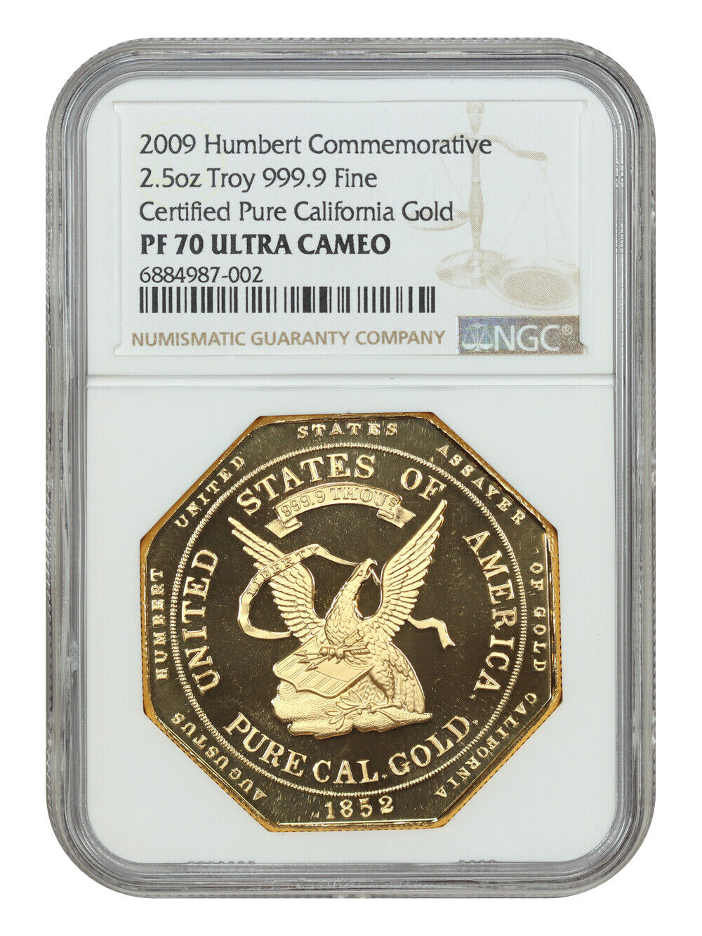 2009 2.5oz t Gold Humbert Commemorative Restrike NGC PR70DCAM